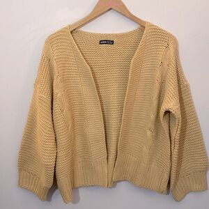 (A4) NEW SHEIN Camel Chunky Cable Knit Open Front Cardigan, Size Small, NWOT
